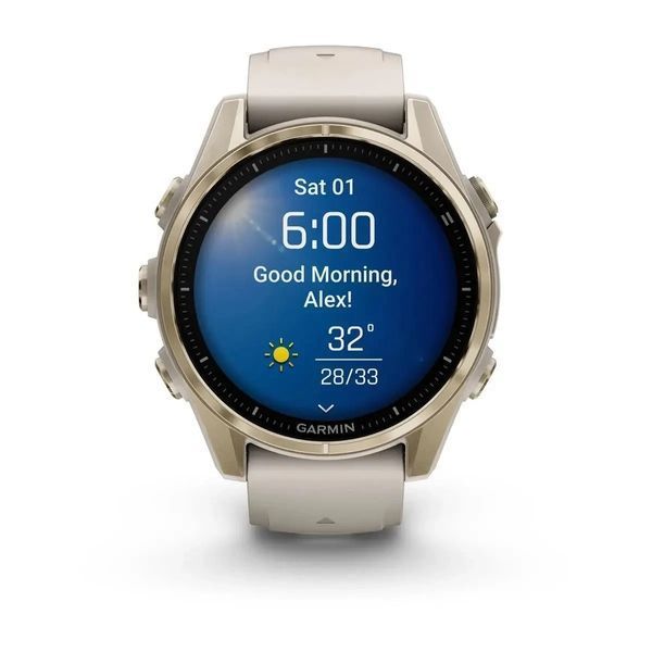 Смарт-годинник Garmin Fenix 8 43mm AMOLED Sapphire Soft Gold w. Fog Gr, Силіконовий ремінець, Водозахист 10 ATM, GPS, Wi-Fi, NFC 010-02903-40 фото